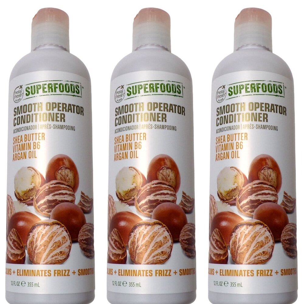 SuperFoods Smoothing Conditioner Shea Butter, Argan Oil, Vit.B6 -12 oz (3 Pack)
